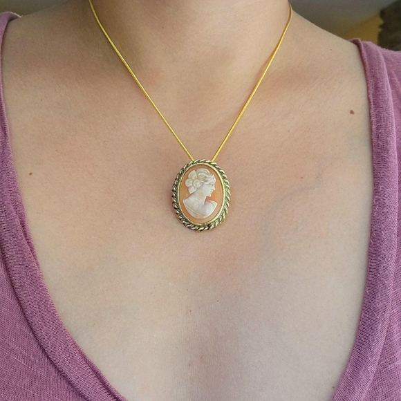 Vintage Classic Cameo Necklace and Boucher Brooch Pin - Picture 2 of 5